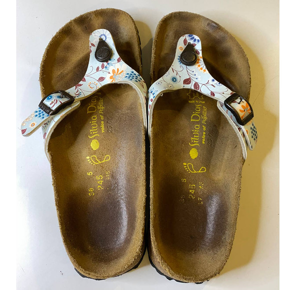 Birkenstock Papillio Turin Silvia Dias Floral Thong Sandals Women’s Size 38 - Picture 2 of 5